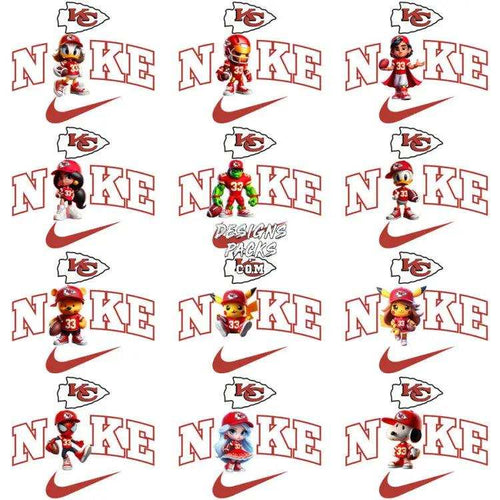 31 Football Kansas City Chiefs Cartoon Swoosh Designs Bundle Png