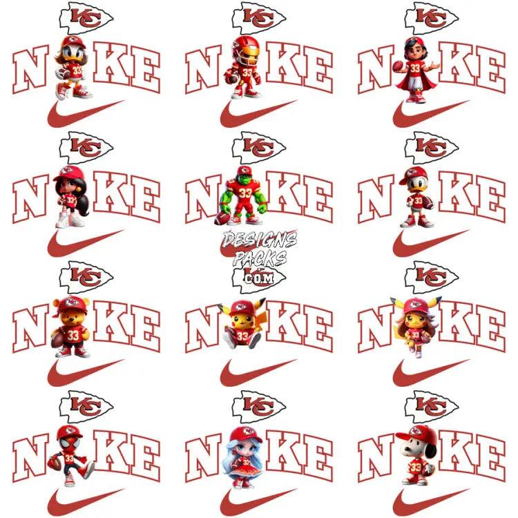 31 Football Kansas City Chiefs Cartoon Swoosh Designs Bundle Png