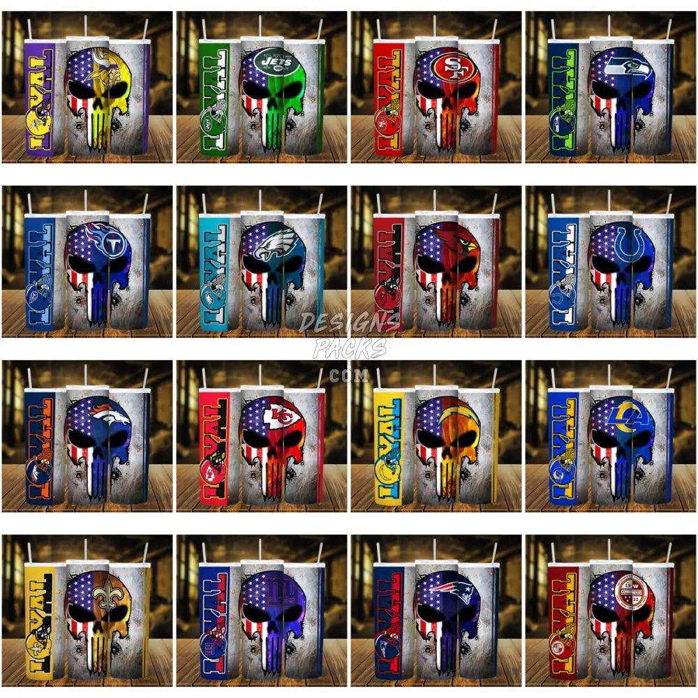 31 Football Loyal Skull Tumbler Wrap Bundle Jpg