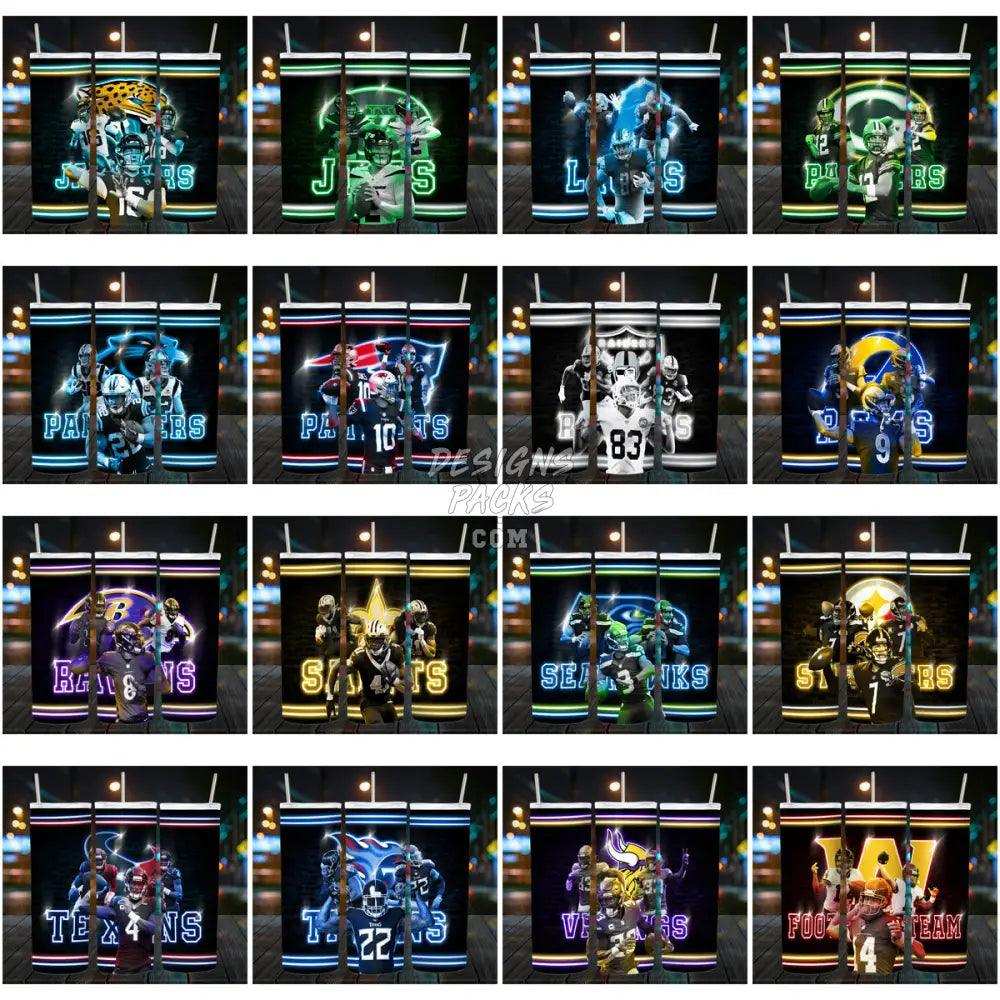 31 Football Neon Lights 1 Tumbler Wrap Bundle Jpg