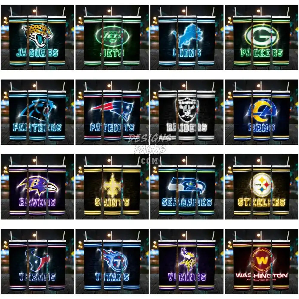 31 Football Neon Lights 2 Tumbler Wrap Bundle Jpg