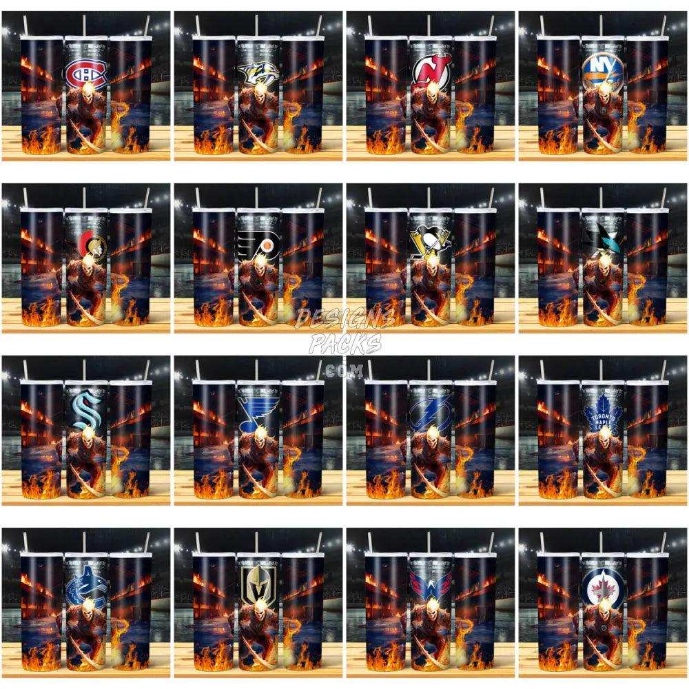 31 Ice Hockey Skeleton Fire Tumbler Wrap Bundle Jpg