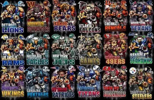 31 Football Teams Mascots Designs Bundle PNG