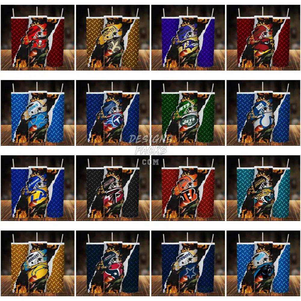 31 Ripped Flames Football Tumbler Wrap Bundle Jpg