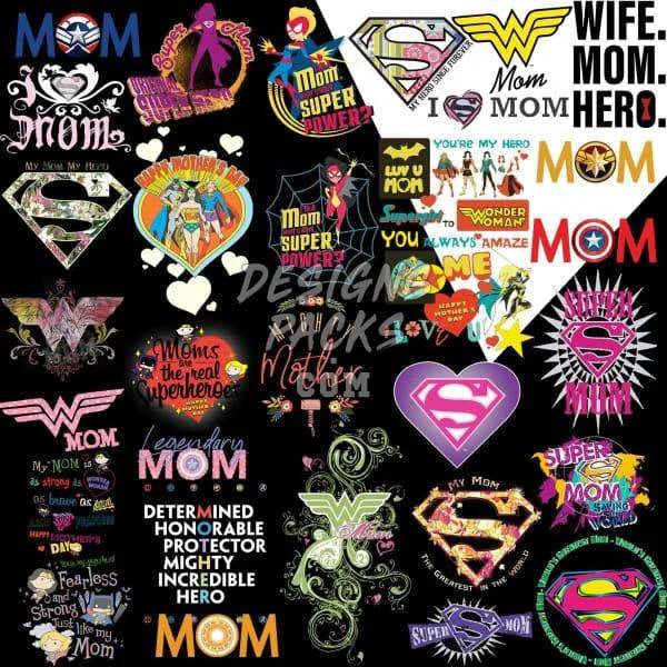 31 Super Hero Mom Mother's Day Designs Bundle PNG