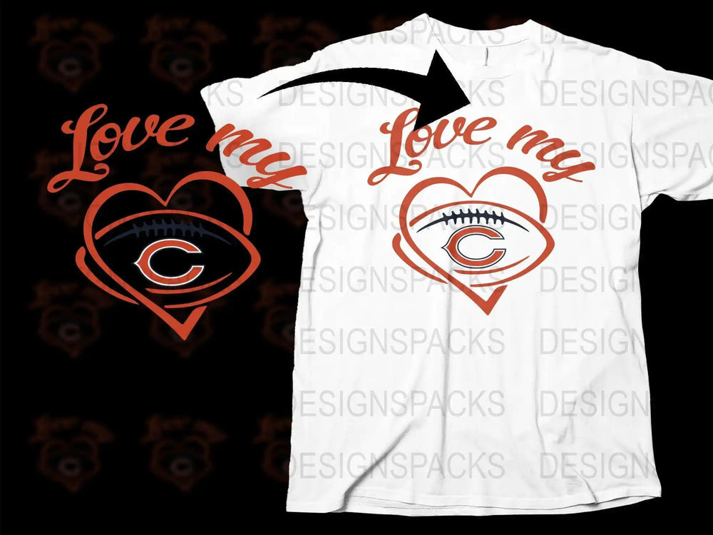 Love My Team Graphic T-Shirt, Sports Heart Logo, White Casual Tee, Unisex Cotton Shirt