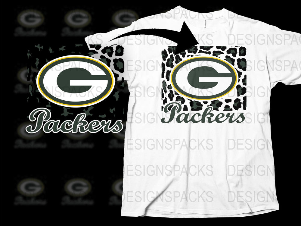 Green Bay Football Team Inspired T-Shirt, Leopard Print Design, Sports Fan Apparel, Casual Wear