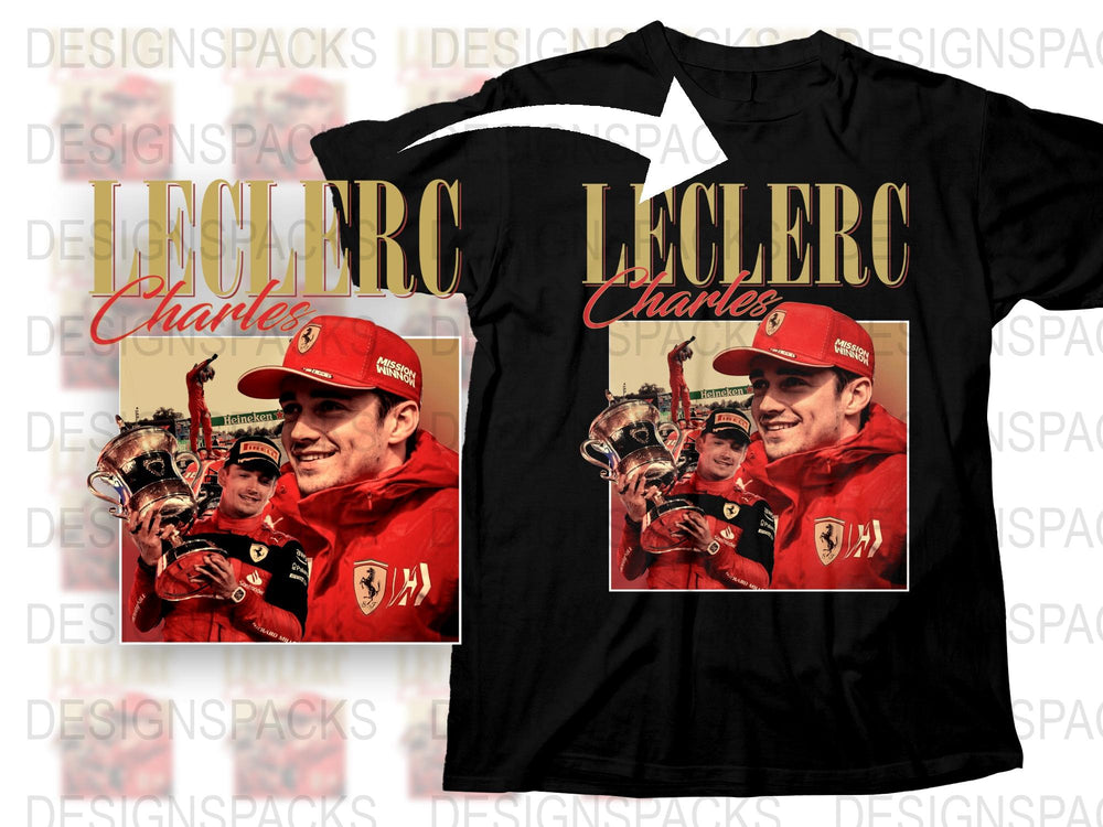 Charles Leclerc Ferrari Racing Champion T-Shirt, Grand Prix Victory, Sports Fan Apparel