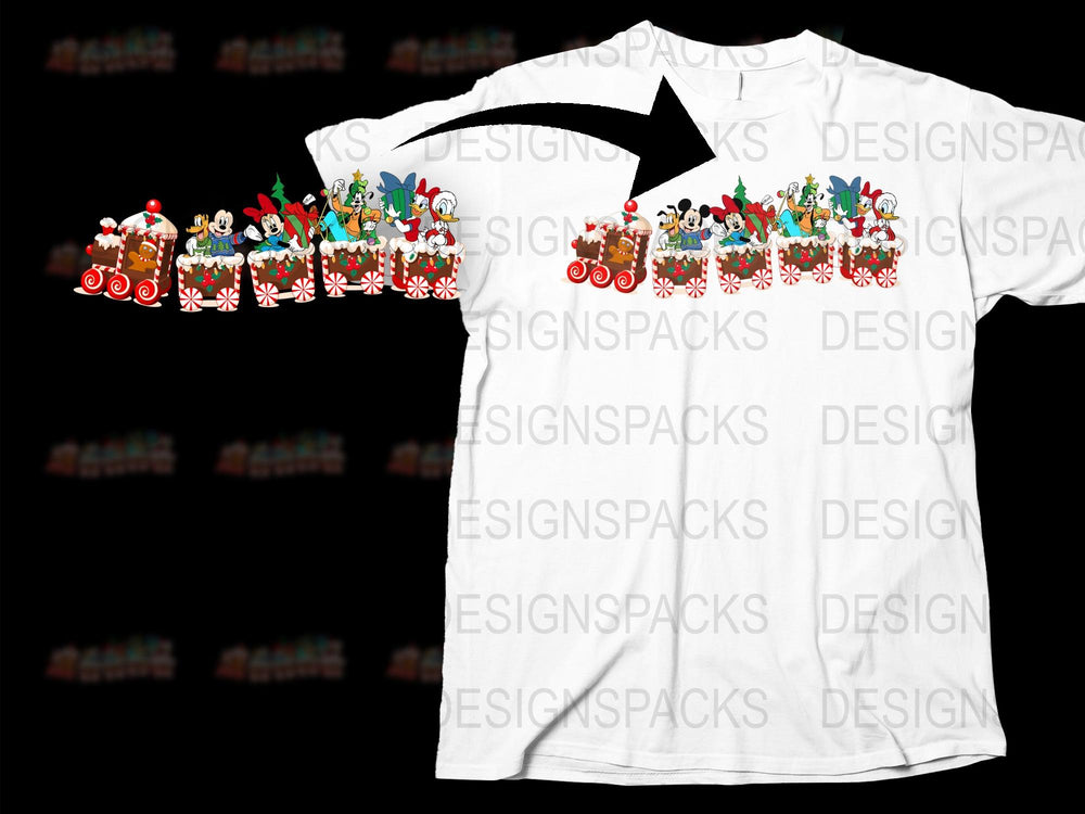 Colorful Christmas Train T-Shirt, Festive Holiday Graphic Tee, Unisex Kids Clothing, Winter Season Apparel