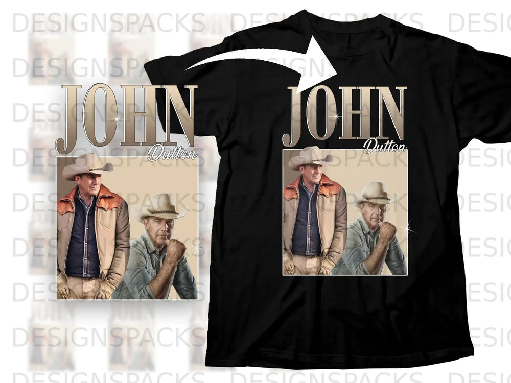 John Dutton graphic on a black t-shirt.