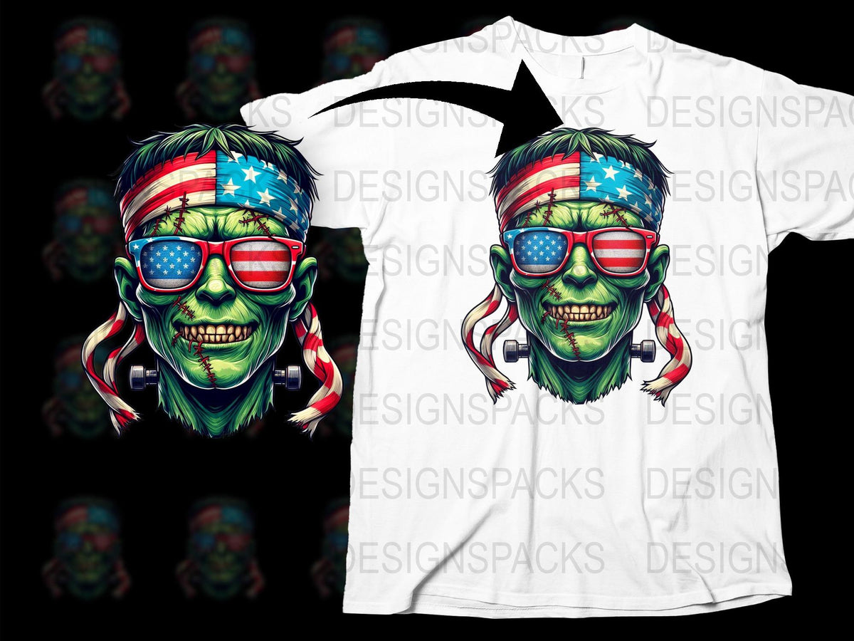 Patriotic Skull T-Shirt with American Flag and Sunglasses, Unique Graphic Tee, Unisex Fashion Shirt