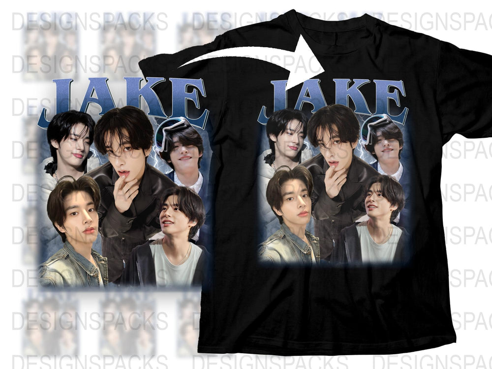 Jake Fan T-Shirt, K-Pop Idol Collage, Music Pop Star Graphic Tee, Trendy Celebrity Shirt, Gift for Fans
