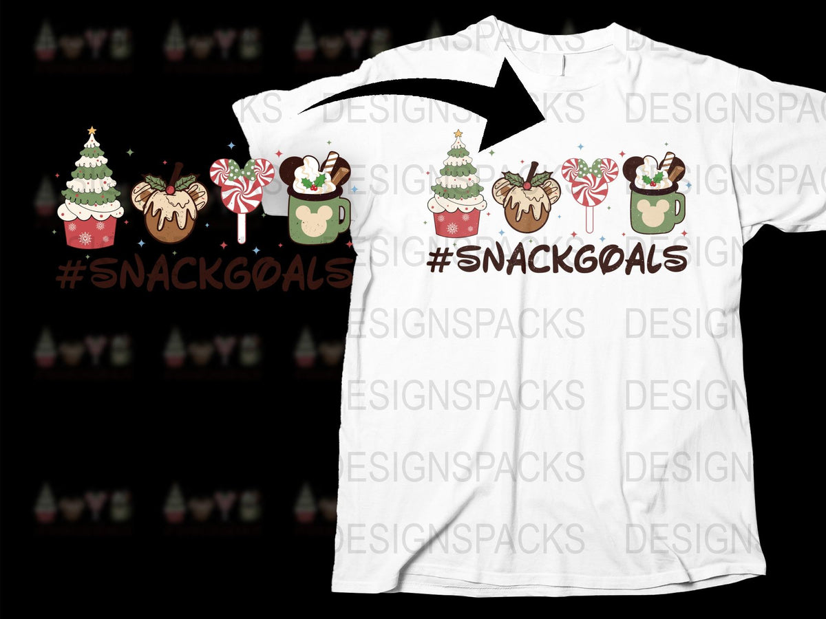 Christmas T-Shirt with Cupcake Graphics, Festive Holiday Tee, #SnackGoals, Cute Winter Apparel for All Ages