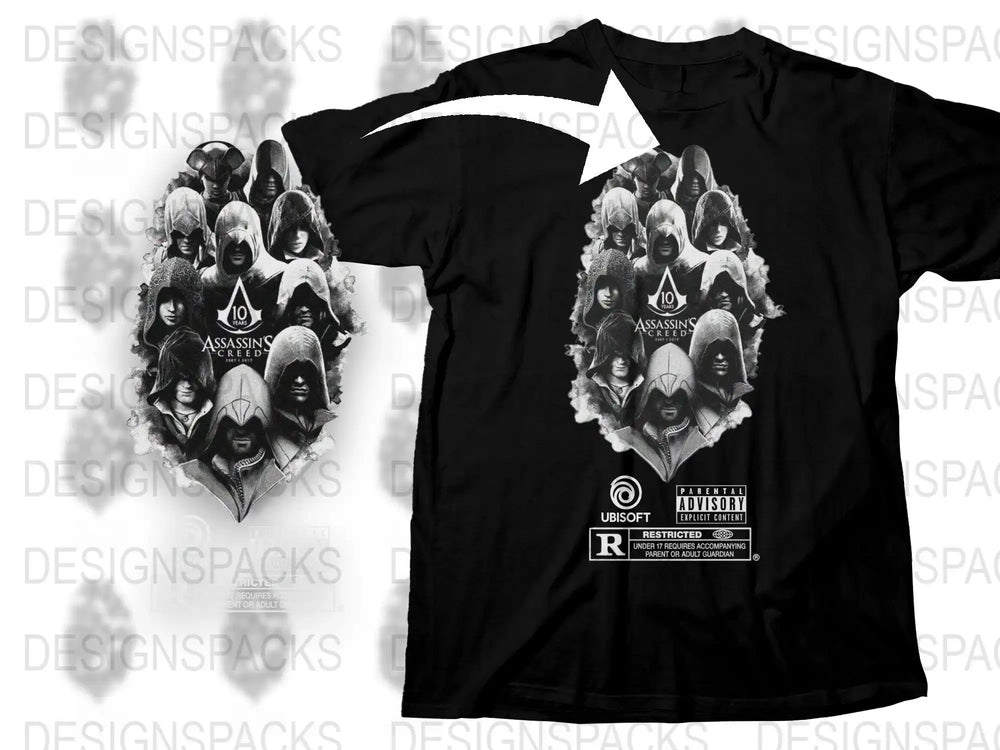 Assassin's Creed T-Shirt, Gaming Graphic Tee, Black Unisex Adult Fashion, Video Game Apparel, Gift for Gamers