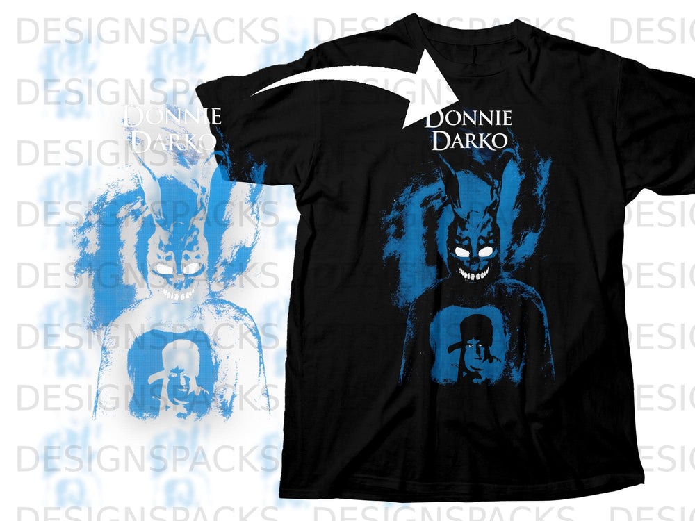 Black t-shirt with "Donnie Darko" text and artwork of the bunny character.