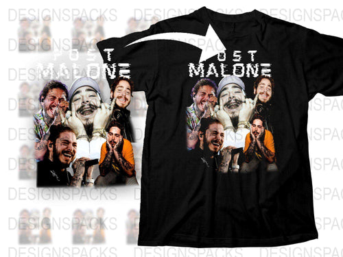 Post Malone Graphic T-Shirt, Unisex Black Tee with Collage, Hip-Hop Music Fan Merchandise