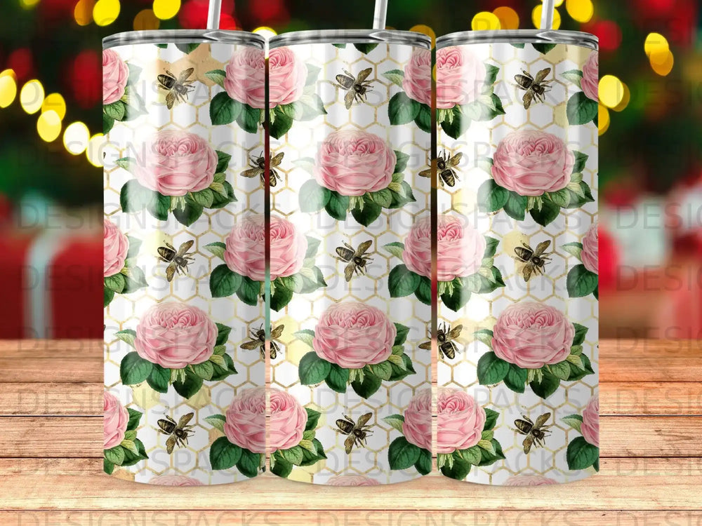 Pink Rose Bee Honeycomb Floral Pattern Unique product type