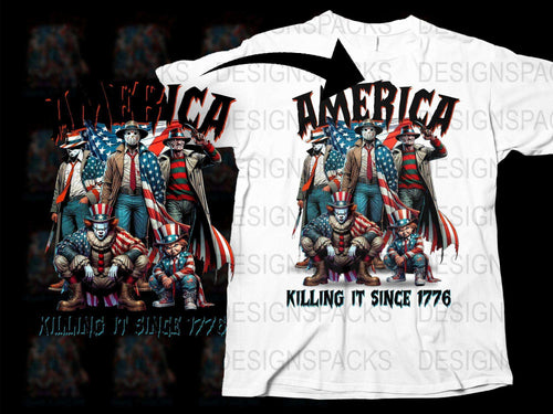 Patriotic America T-shirt, Killing It Since 1776, 4th of July Independence Day Apparel, USA Flag Design Tee