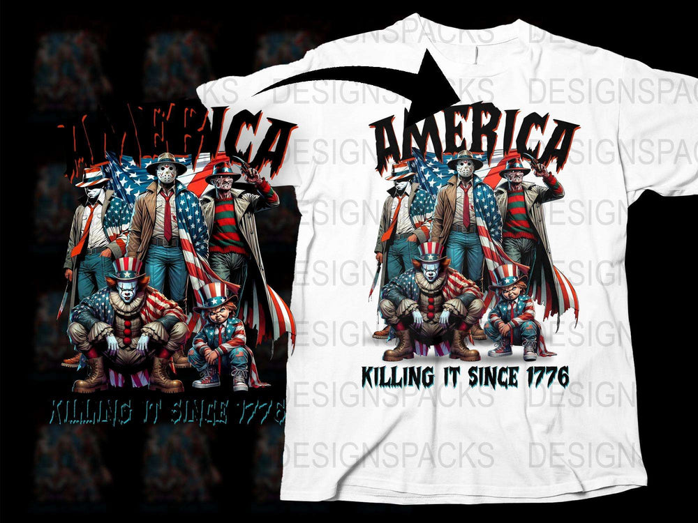 Patriotic America T-shirt, Killing It Since 1776, 4th of July Independence Day Apparel, USA Flag Design Tee