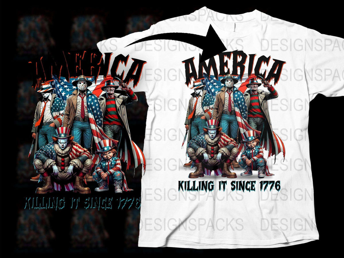 Patriotic America T-shirt, Killing It Since 1776, 4th of July Independence Day Apparel, USA Flag Design Tee