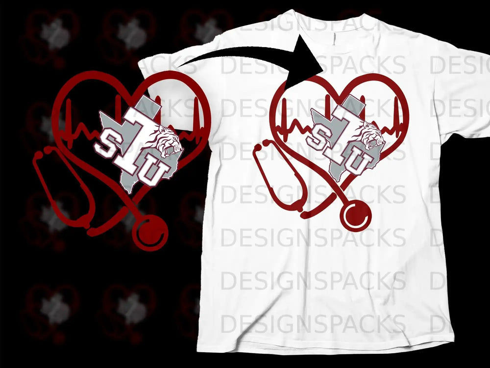 Heartbeat Stethoscope Design Featuring SLU T-Shirt