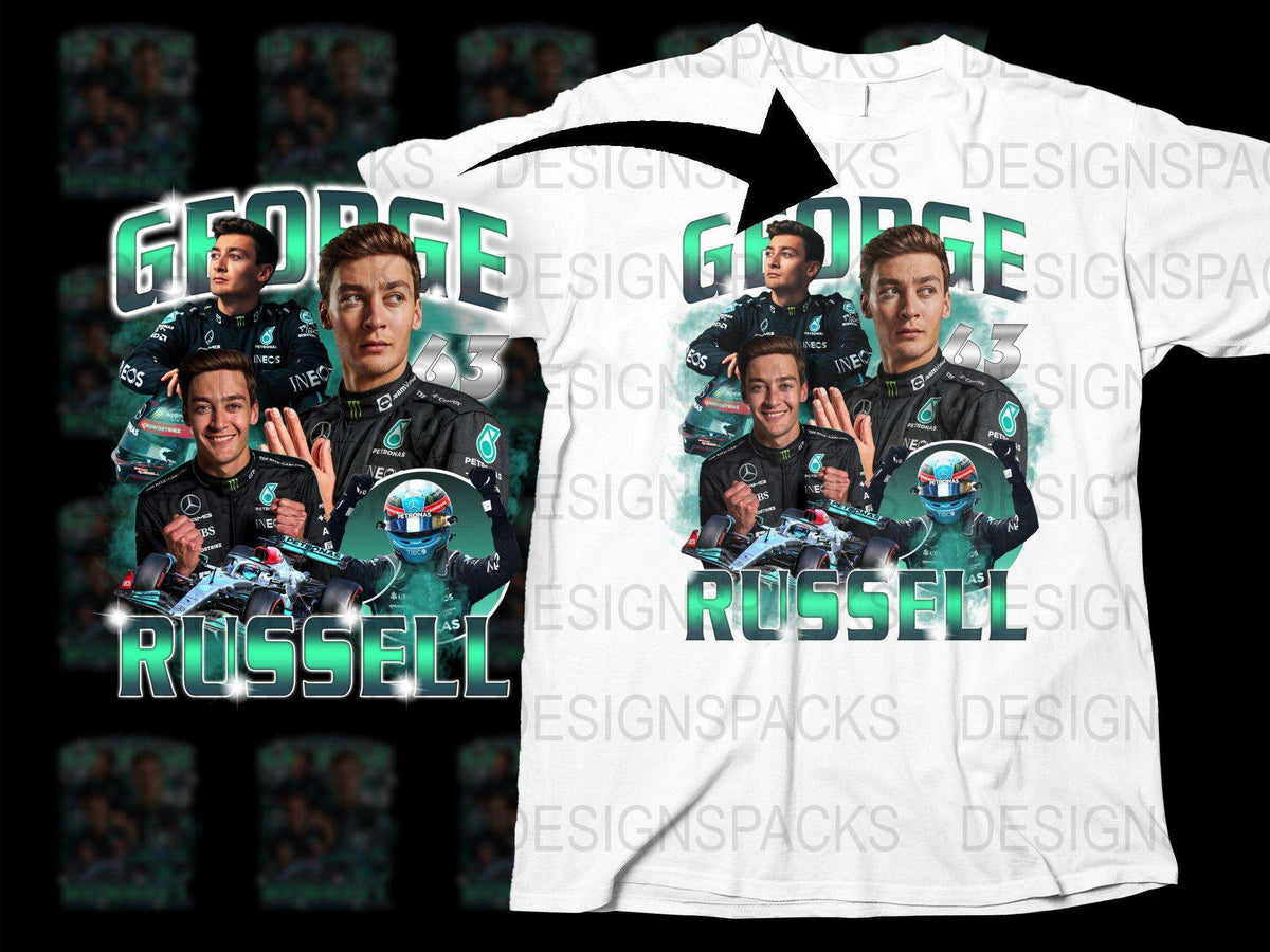 George Russell F1 Racing Fan T-Shirt, Formula One Driver Graphic Tee, Motorsport Merch, Cool Racing Apparel, Gift for Sports Fans