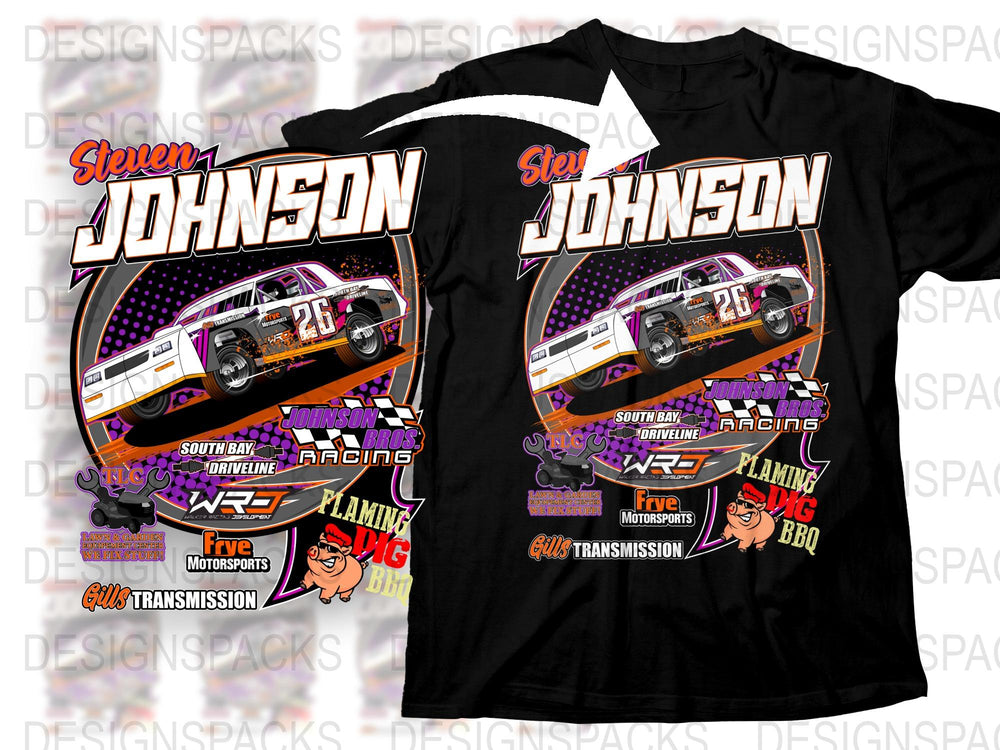 Custom Racing T-Shirt Steven Johnson Car Graphic Driver Name Number 20 Apparel