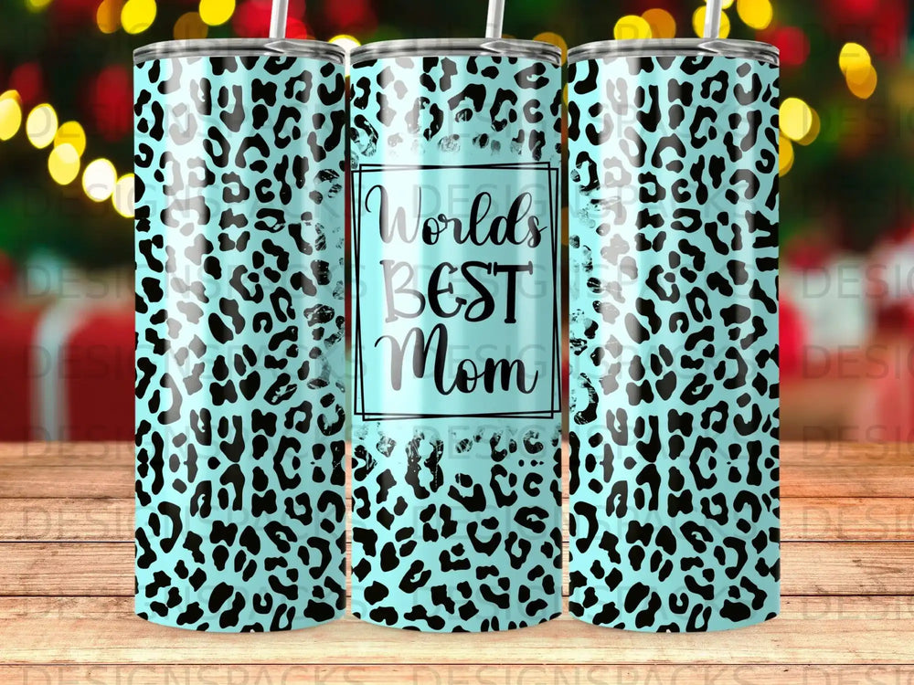 Teal Leopard Print Worlds BEST Mom Tumbler product type