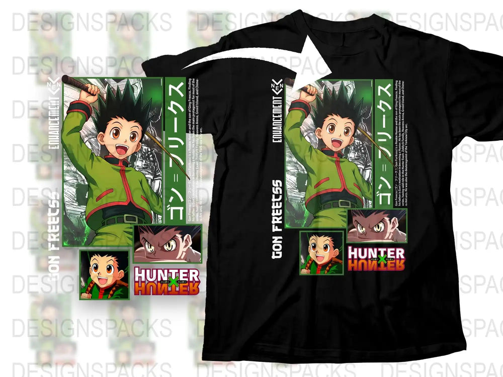 Hunter x Hunter Anime T-Shirt, Gon Freecss Graphic Tee, Manga Inspired Unisex Black Shirt