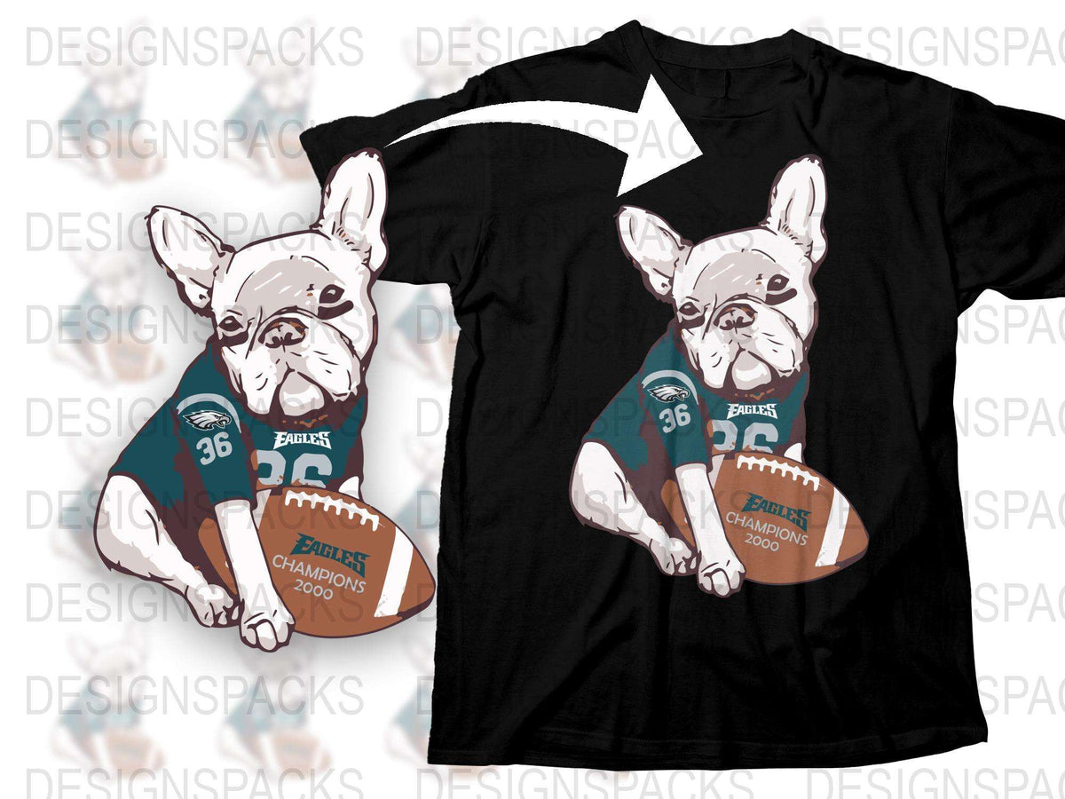 French Bulldog Football Champion T-Shirt, Cute Dog Sports Tee, Unisex Fashion, Casual Apparel