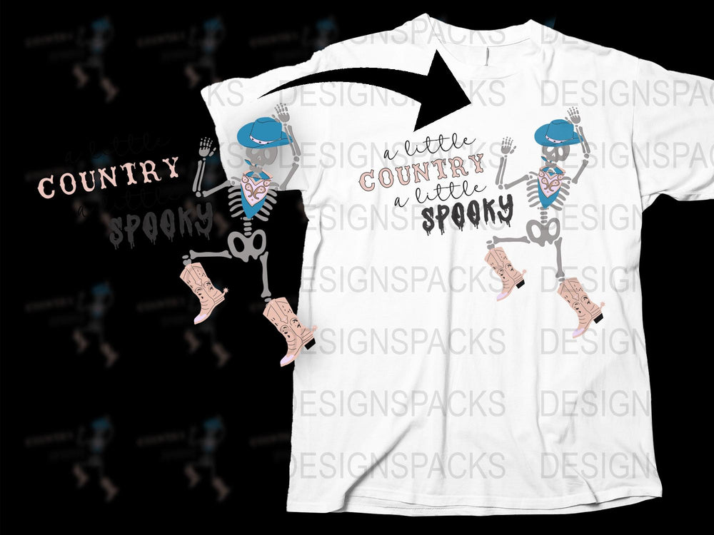 Country Spooky Skeleton Cowboy T-Shirt, Halloween Graphic Tee, Unisex Western Skull Shirt