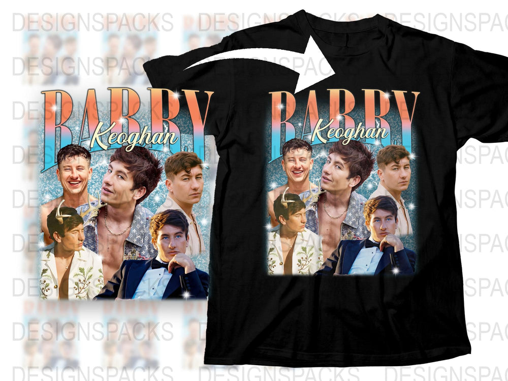 Barry Keoghan Fan T-Shirt, Celebrity Photo Collage Graphic Tee, Unisex Black T-Shirt