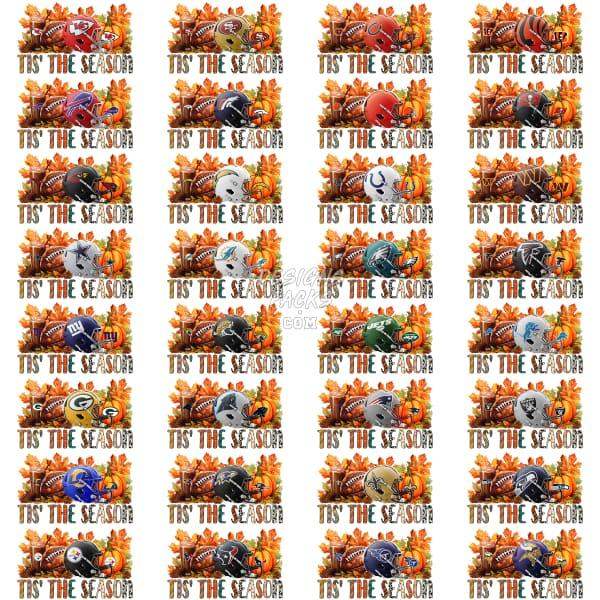32 Autumn Fall Halloween Football Teams Designs Bundle Png