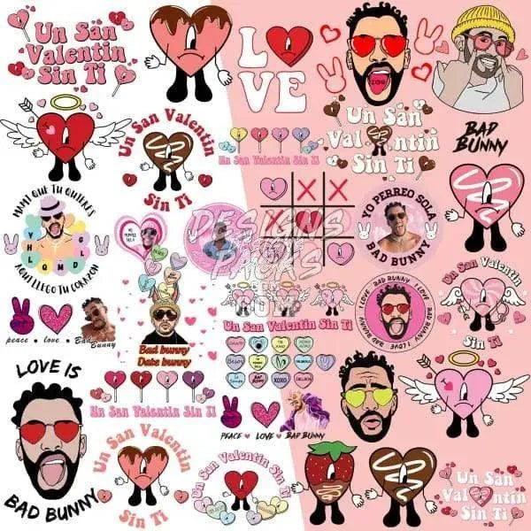 32 Bad Bunny Valentine's Day Designs Bundle PNG AI SVG