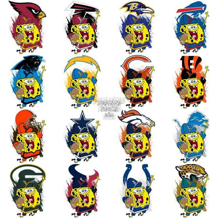 32 Bob Cartoon Sponge Football Teams Designs Bundle Png + Psd