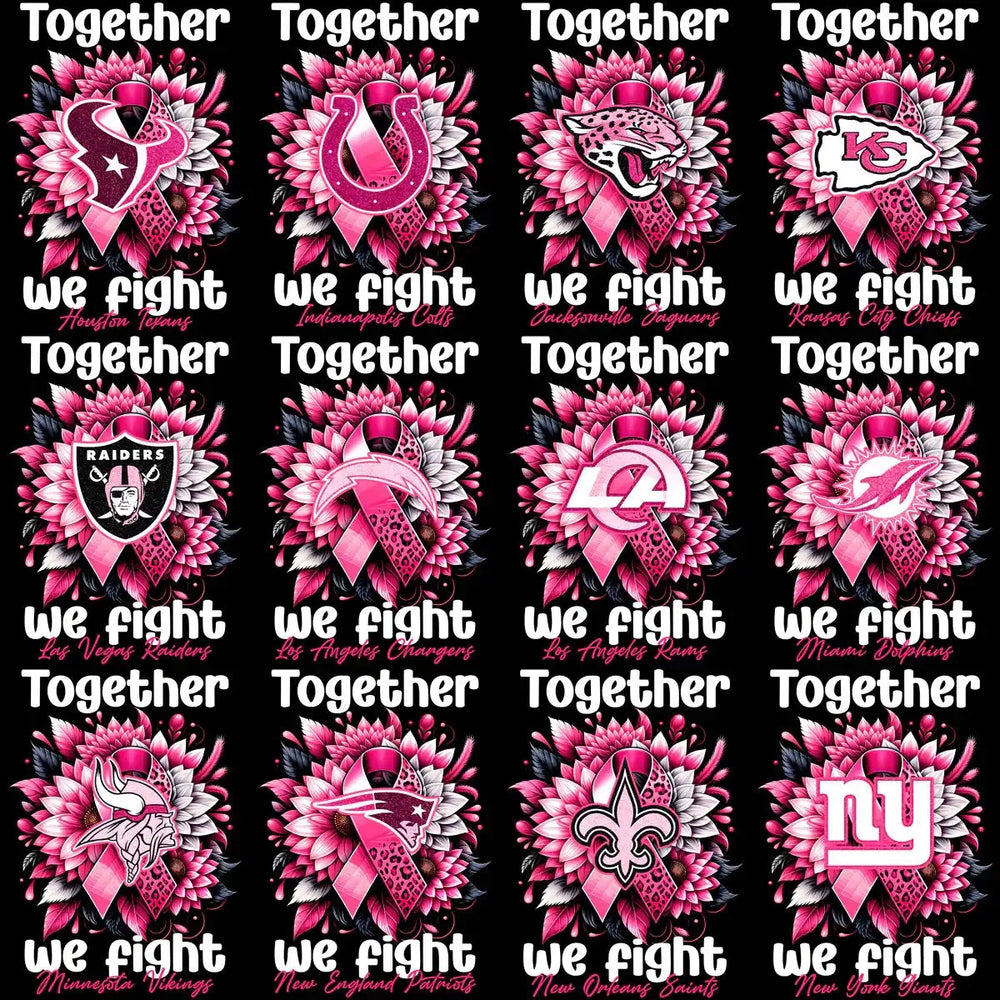 32 Breast Cancer Awareness Football Teams Designs Bundle PNG