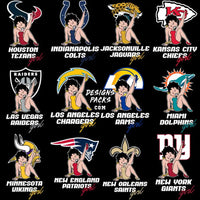 Load image into Gallery viewer, 32 Cartoon Betty Football Teams Designs Bundle Png + Ai
