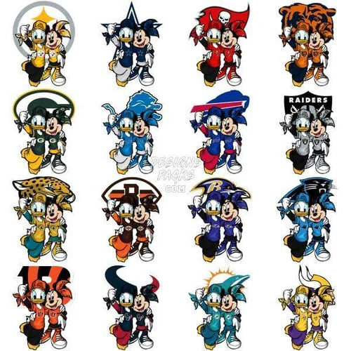 32 Cartoon MINNIE Football Designs Bundle PNG