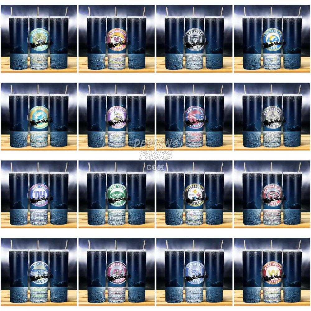 32 Christmas Football Santa Moon Tumbler Wrap Bundle Jpg