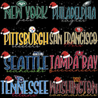 Load image into Gallery viewer, 32 Christmas Football Teams Santa Hat Snow Designs Bundle PNG
