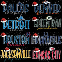 Load image into Gallery viewer, 32 Christmas Football Teams Santa Hat Snow Designs Bundle PNG
