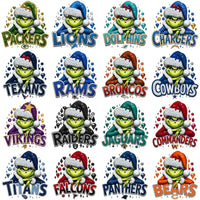 Load image into Gallery viewer, 32 Christmas Grinch V2 Glitter Football Teams Designs Bundle PNG
