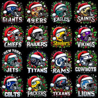 Load image into Gallery viewer, 32 Christmas Helmets Football Teams (Black knockout) Designs Bundle PNG
