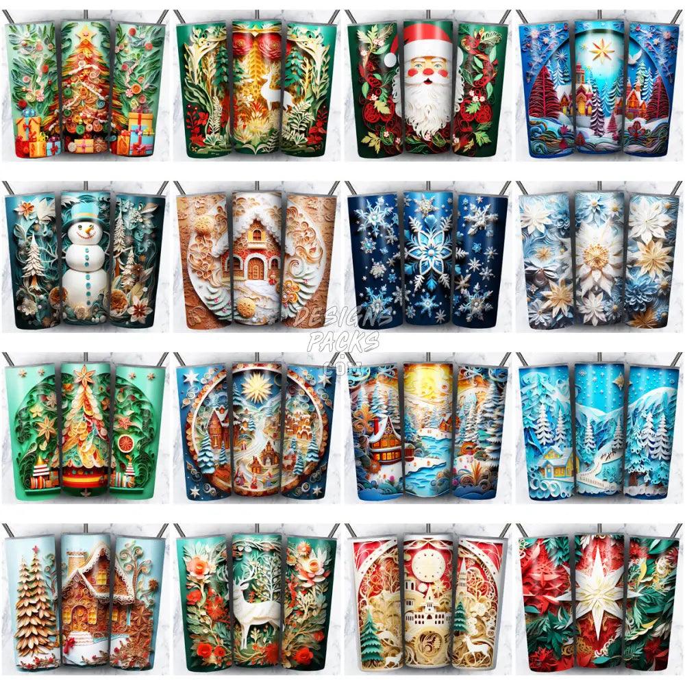 32 Christmas Paper Art Tumbler Wrap Bundle Jpg