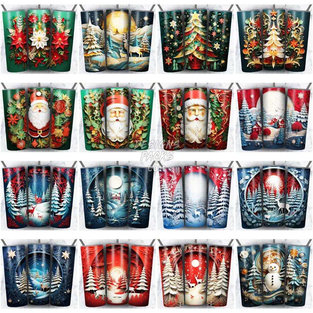 32 Christmas Paper Art Tumbler Wrap Bundle Jpg
