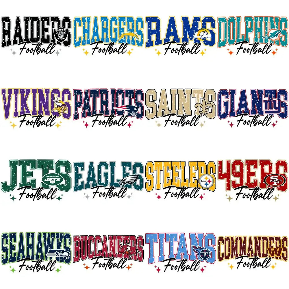 32 Christmas Snow Season Football Teams Designs Bundle PNG + Sleeve Designs