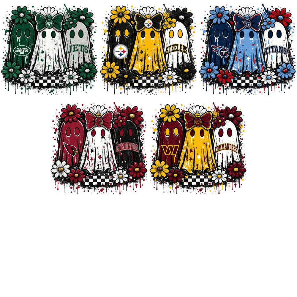 32 Cute Ghosts Football Teams Colors Halloween Designs Bundle PNG