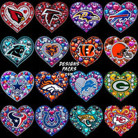 Load image into Gallery viewer, 32 Diamond Heart Football Teams Designs Bundle Png

