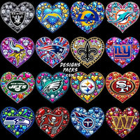 Load image into Gallery viewer, 32 Diamond Heart Football Teams Designs Bundle Png
