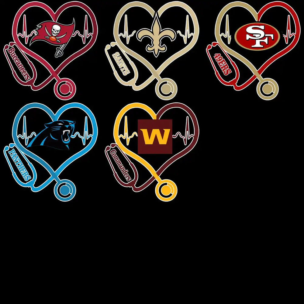 32 Football Logo Teams Doctor Heartbeat Nurse Designs Bundle PNG